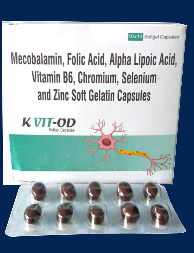 Mecobalamin, Folic Acid, Alpha Lipoic Acid, Vitamin B6, Chromium, Selenium & Zinc Soft Gelatin
